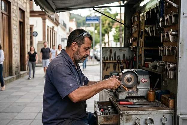 Chaveiro trabalhando em Petrópolis, realizando serviços de chaveiro.